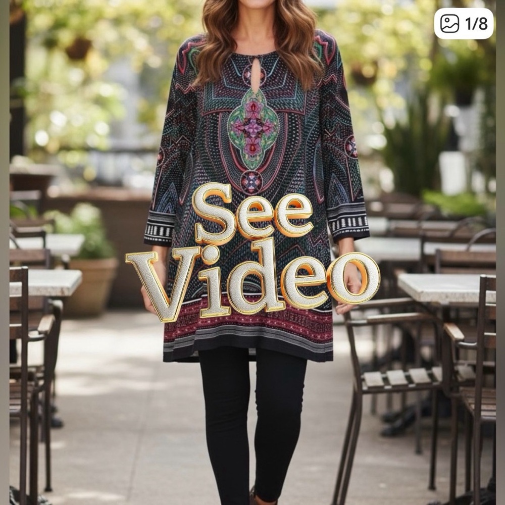 LAUNDRY BY SHELLI SEGAL 1960’s Psychedelic Motif Lined Tunic